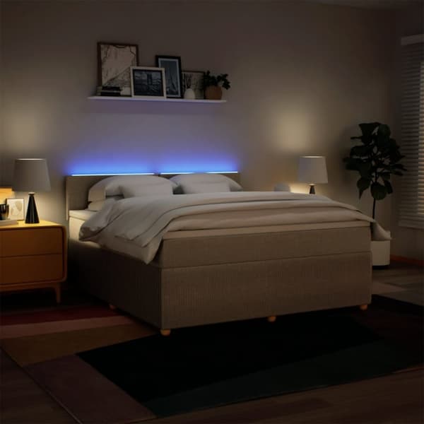 kontinentalseng med madras 180x200 cm stof cremefarvet