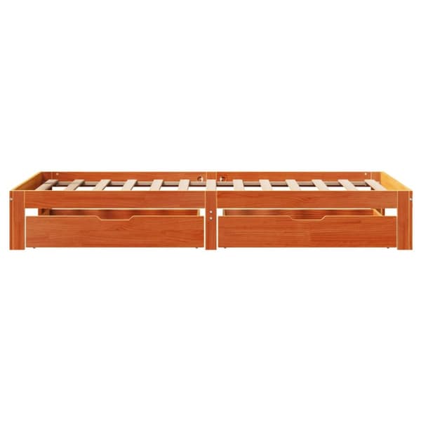 sengeramme med skuffer 90x190 cm massivt fyrretræ gyldenbrun
