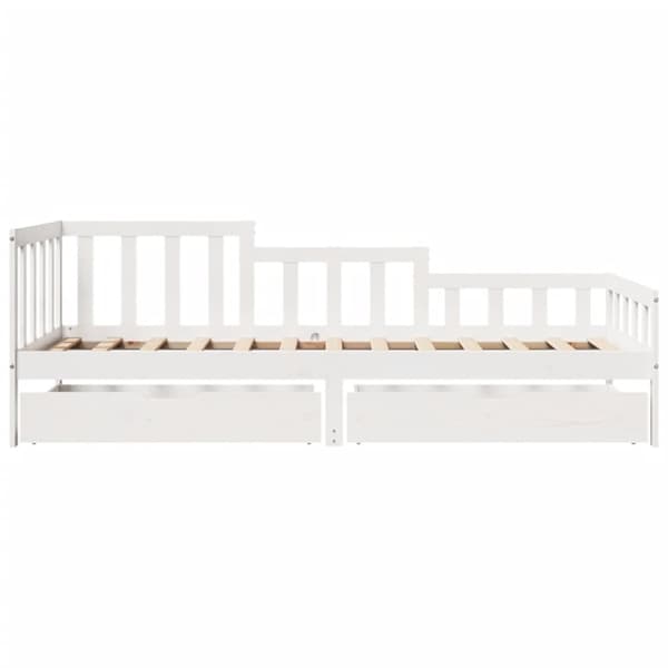 Dagbädd med lådor vit 80x200 cm massiv furu