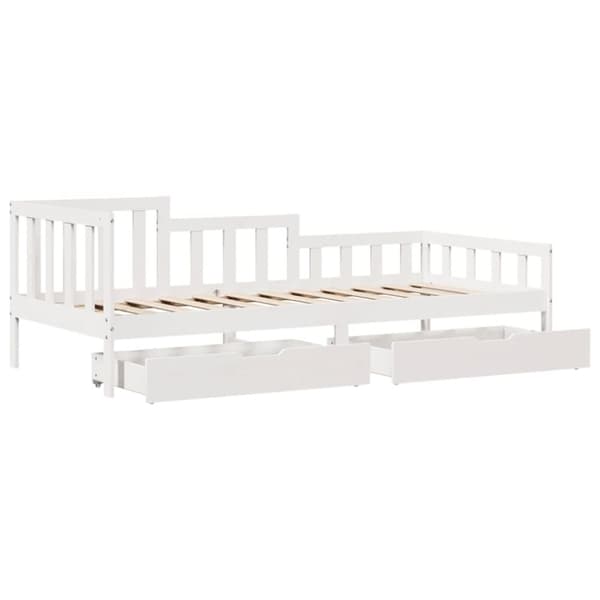 Dagbädd med lådor vit 80x200 cm massiv furu