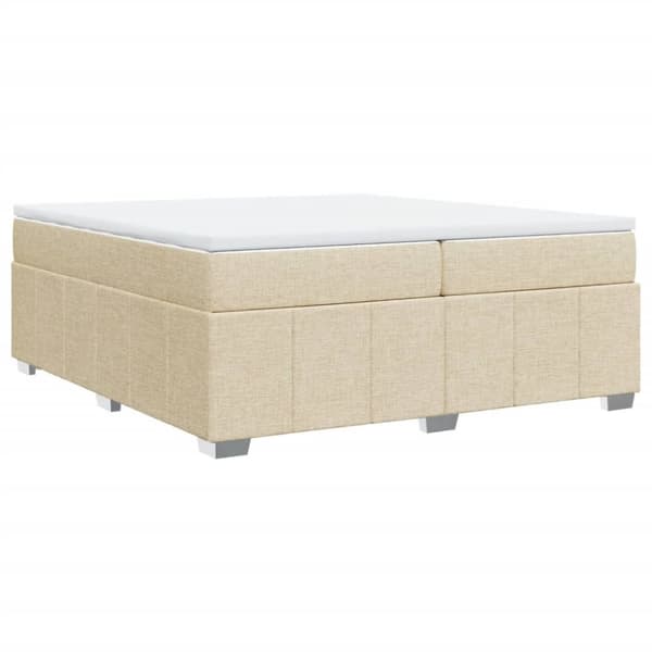 kontinentalseng med madras 200x200 cm stof cremefarvet