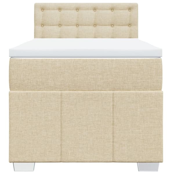 kontinentalseng med madras 90x190 cm stof cremefarvet