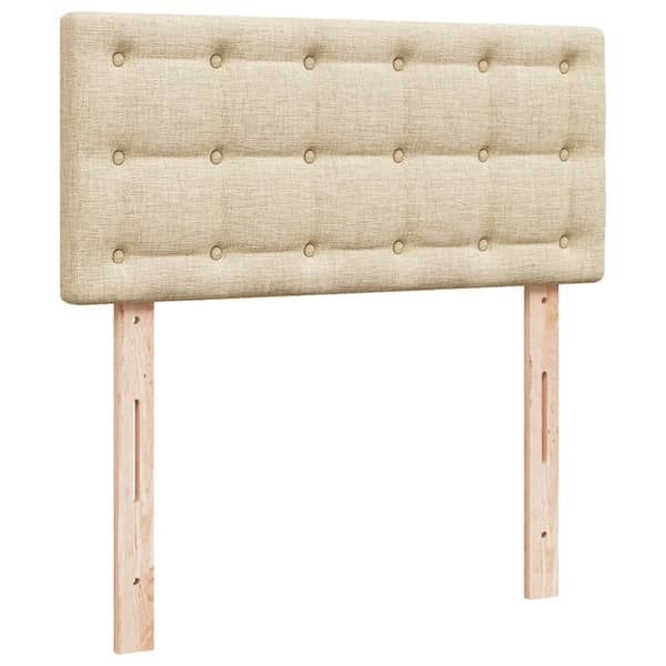 kontinentalseng med madras 90x190 cm stof cremefarvet