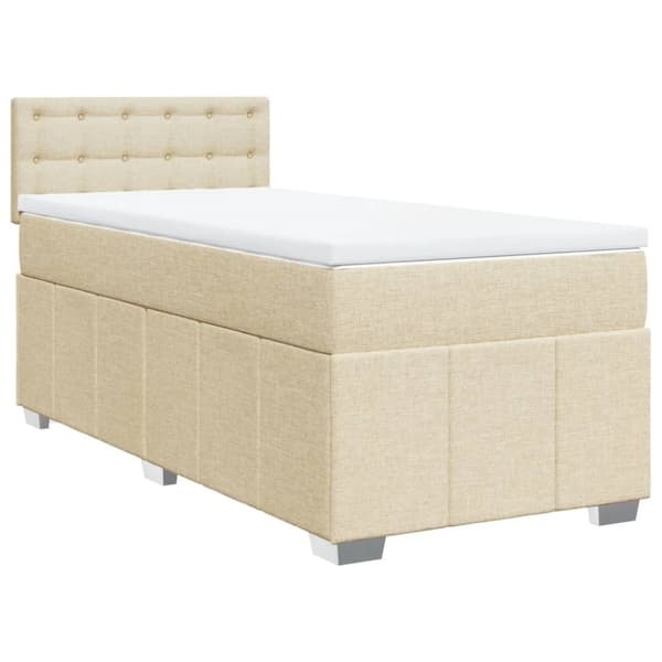 kontinentalseng med madras 90x190 cm stof cremefarvet