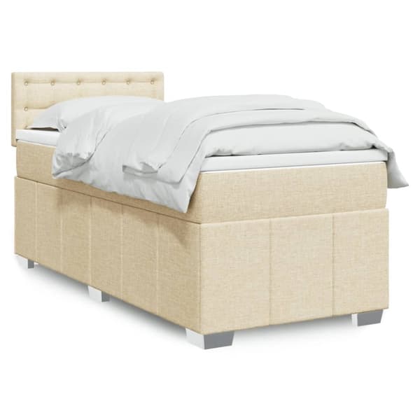kontinentalseng med madras 90x190 cm stof cremefarvet