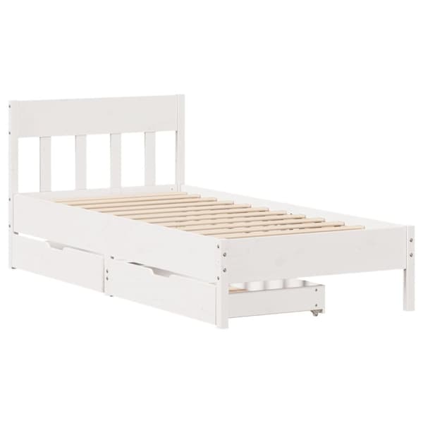Sängram utan madrass vit 90x200 cm massiv furu