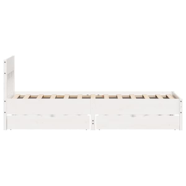 Sängram utan madrass vit 90x200 cm massiv furu