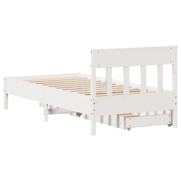 Sängram utan madrass vit 90x200 cm massiv furu