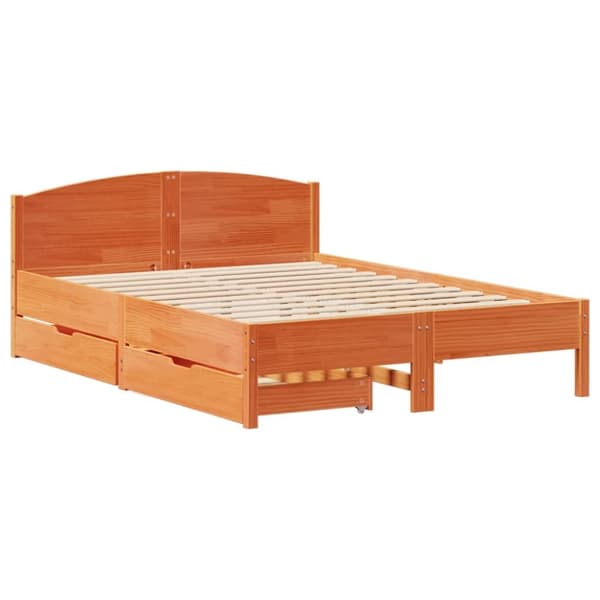 sengeramme uden madras 140x200 cm massivt fyr gyldenbrun
