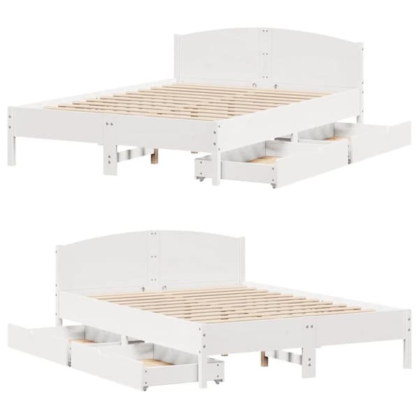 sengeramme uden madras 160x200 cm massivt fyrretræ hvid