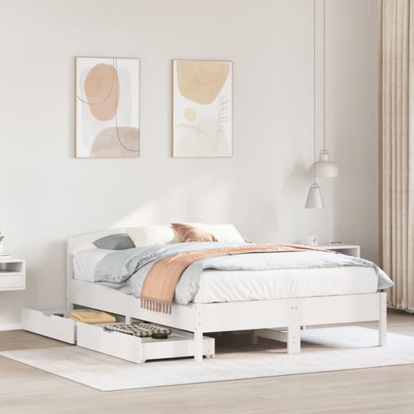 sengeramme uden madras 160x200 cm massivt fyrretræ hvid