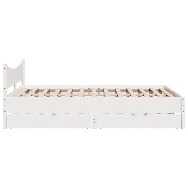 sengeramme med skuffer 140x200 cm massivt fyrretræ hvid