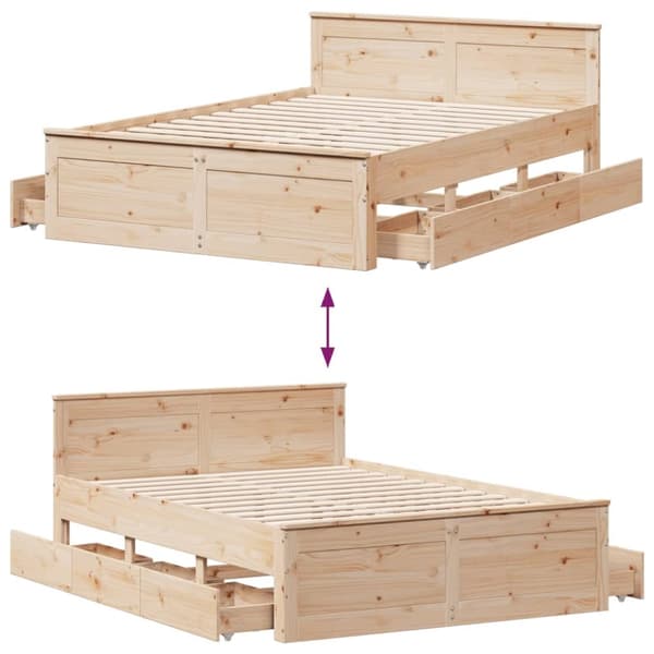 sengeramme m. sengegavl 160x200 cm uden madras massivt fyrretræ