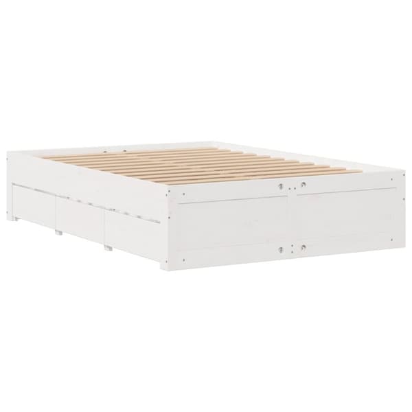 sengeramme m. skuffer 160x200 cm uden madras massivt fyr hvid