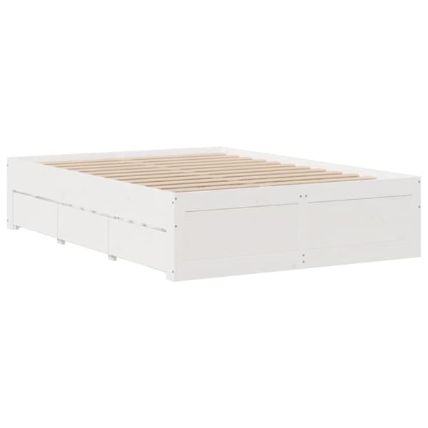 sengeramme m. skuffer 160x200 cm uden madras massivt fyr hvid