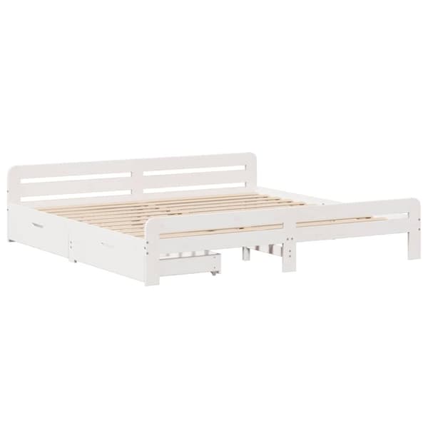 sengeramme uden madras 200x200 cm massivt fyrretræ hvid