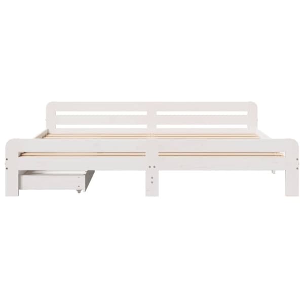 sengeramme uden madras 200x200 cm massivt fyrretræ hvid