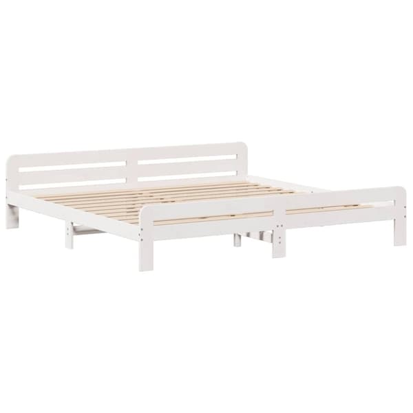 sengeramme uden madras 200x200 cm massivt fyrretræ hvid