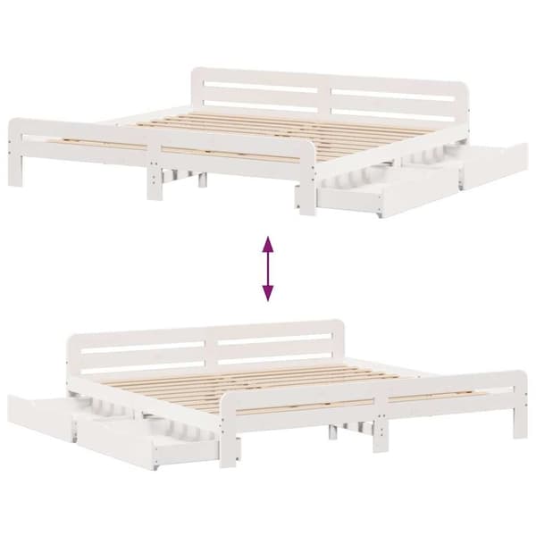 sengeramme uden madras 200x200 cm massivt fyrretræ hvid