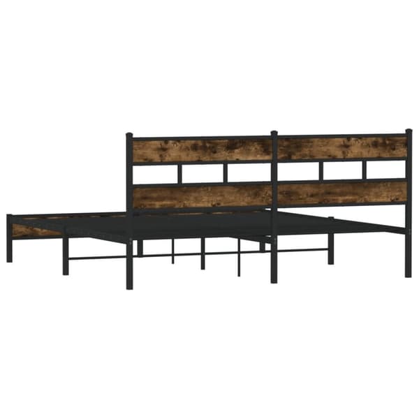 Sängram utan madrass metall rökfärgad ek 180x200 cm
