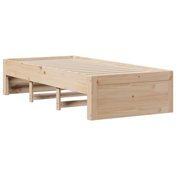 Sängynrunko ilman patjaa laatikoilla 75x190 cm täysi mänty