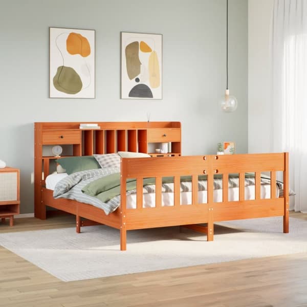 sengeramme uden madras 180x200 cm massivt fyrretræ gyldenbrun