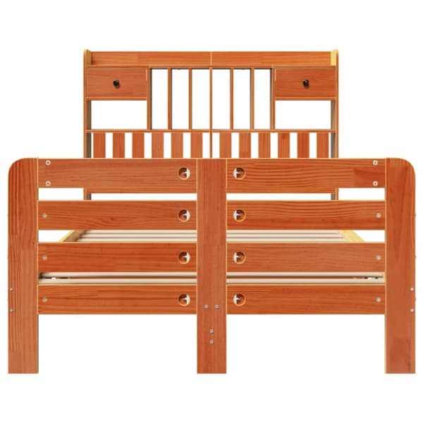 seng med reol uden madras 135x190cm massivt fyrretræ gyldenbrun