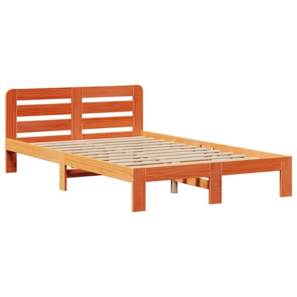 seng med reol uden madras 135x190cm massivt fyrretræ gyldenbrun