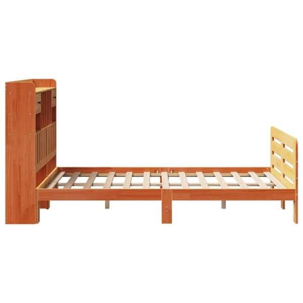 seng med reol uden madras 135x190cm massivt fyrretræ gyldenbrun