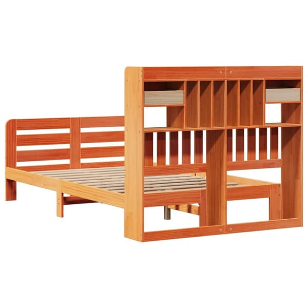 seng med reol uden madras 135x190cm massivt fyrretræ gyldenbrun