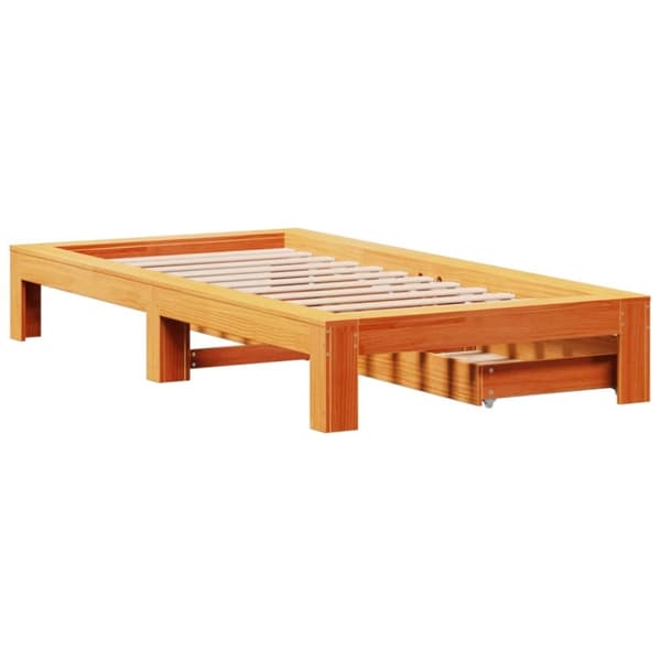 Sängynrunko ilman patjaa vahanruskea 75x190 cm täysi mänty