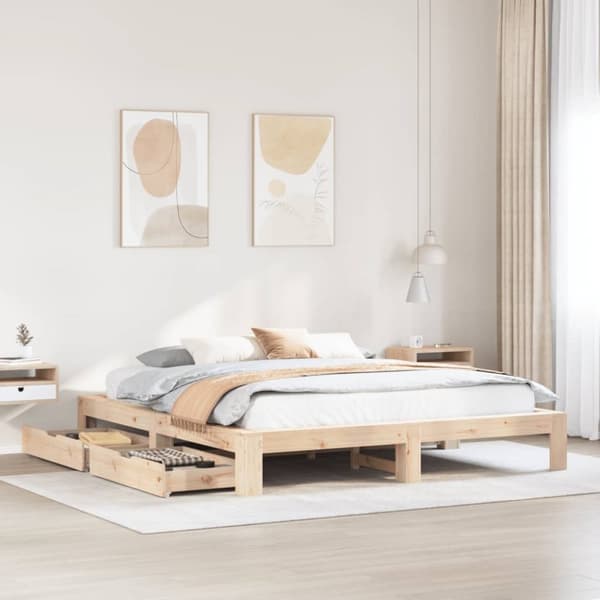 sengeramme uden madras 200x200 cm massivt fyrretræ