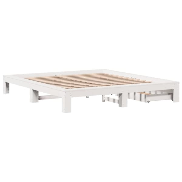 Sängram utan madrass vit 180x200 cm massiv furu