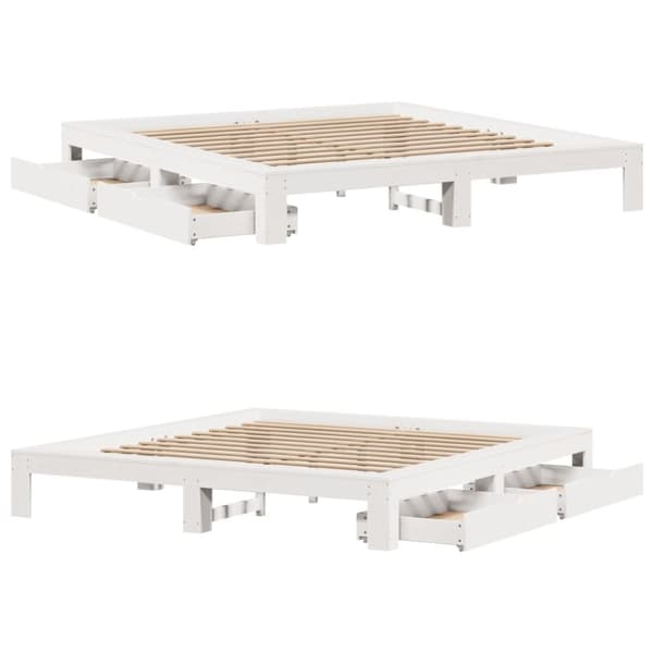 Sängram utan madrass vit 180x200 cm massiv furu