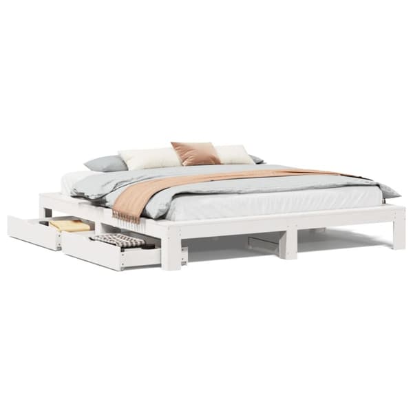 Sängram utan madrass vit 180x200 cm massiv furu
