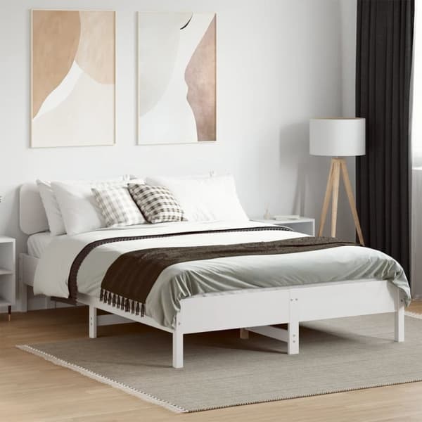 sengeramme uden madras 120x200 cm massivt fyrretræ hvid
