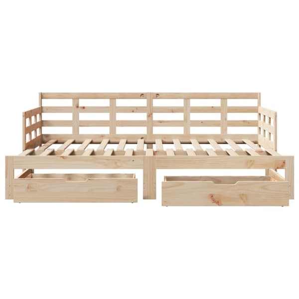 daybed med udtræk og skuffer uden madras 90x200 cm