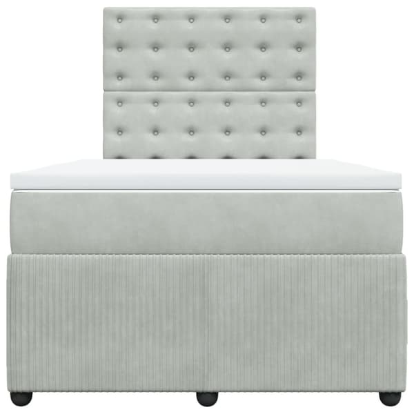 kontinentalseng med madras 120x190 cm velour lysegrå