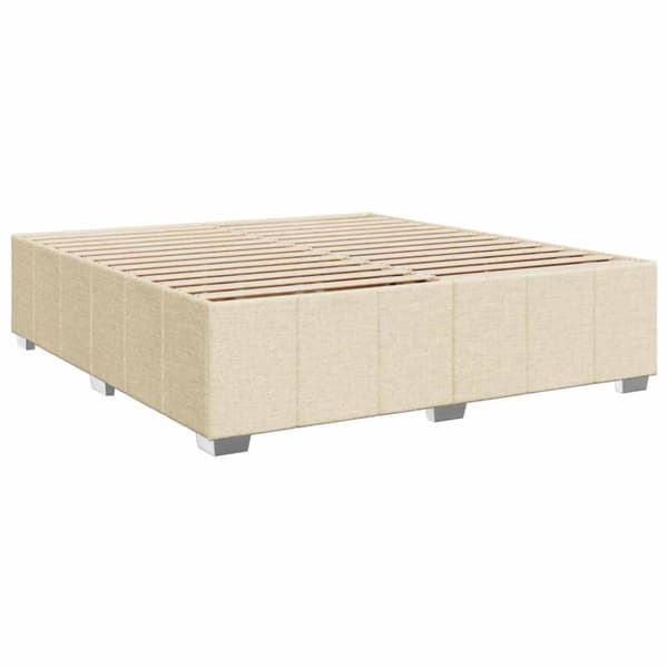 Ramsäng med madrass gräddvit 200x200 cm tyg