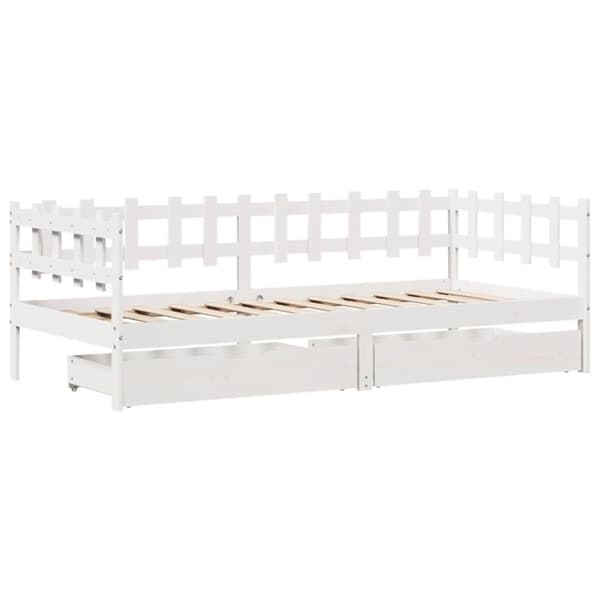 Dagbädd med lådor vit 80x200 cm massiv furu