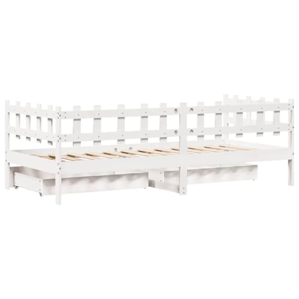 Dagbädd med lådor vit 80x200 cm massiv furu