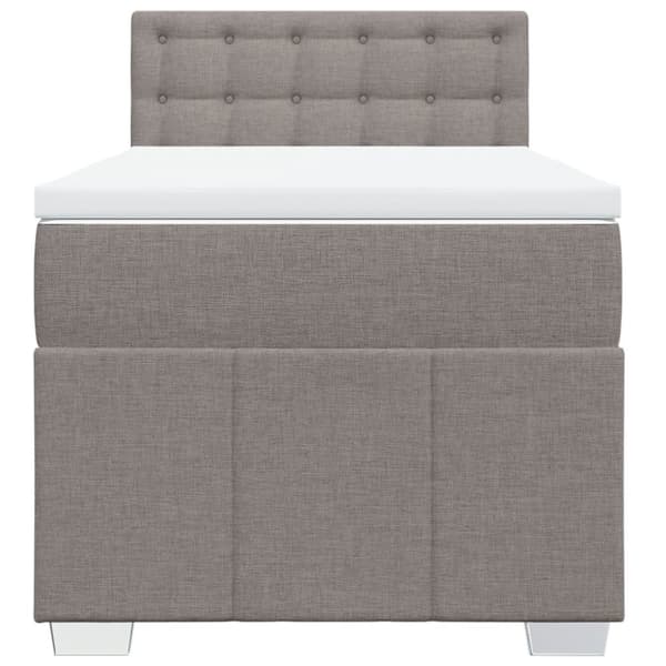 Ramsäng med madrass taupe 90x200 cm tyg