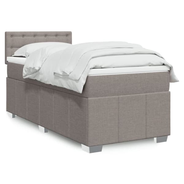 Ramsäng med madrass taupe 90x200 cm tyg
