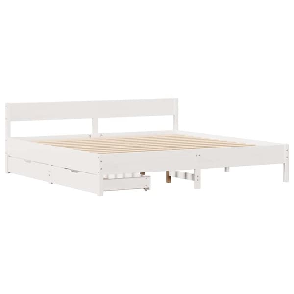 Sängram utan madrass vit 200x200 cm massiv furu
