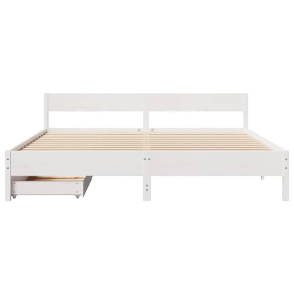 Sängram utan madrass vit 200x200 cm massiv furu