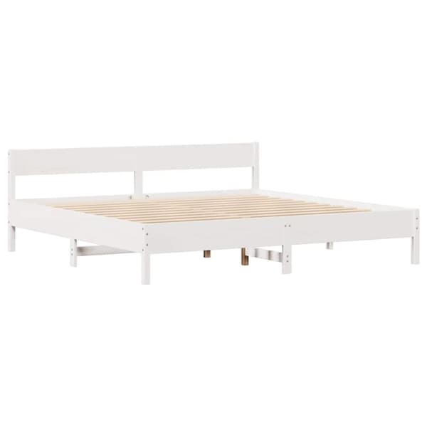 Sängram utan madrass vit 200x200 cm massiv furu