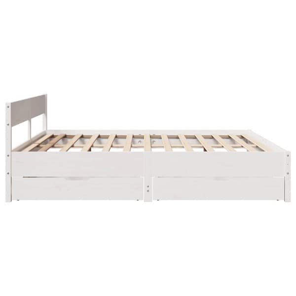 Sängram utan madrass vit 200x200 cm massiv furu
