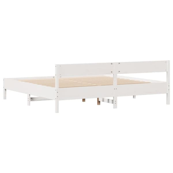 Sängram utan madrass vit 200x200 cm massiv furu