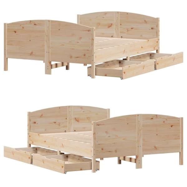 sengeramme uden madras 120x190 cm massivt fyrretræ