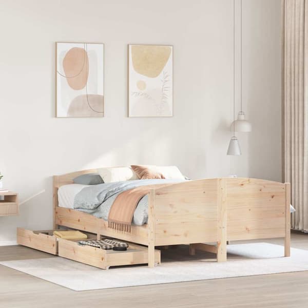 sengeramme uden madras 120x190 cm massivt fyrretræ
